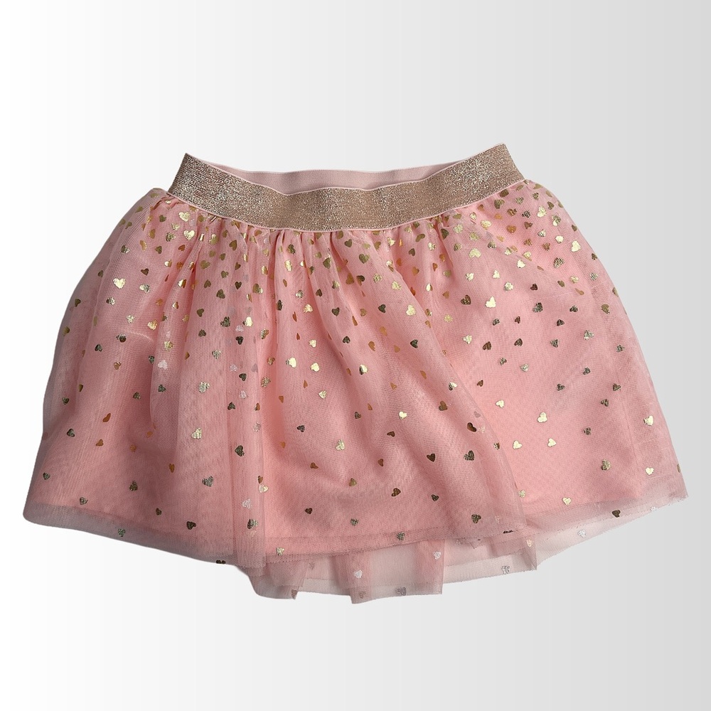Pink Tulle Skirt with Gold Hearts Girl’s Size XS 4/5 - Picture 2 of 5